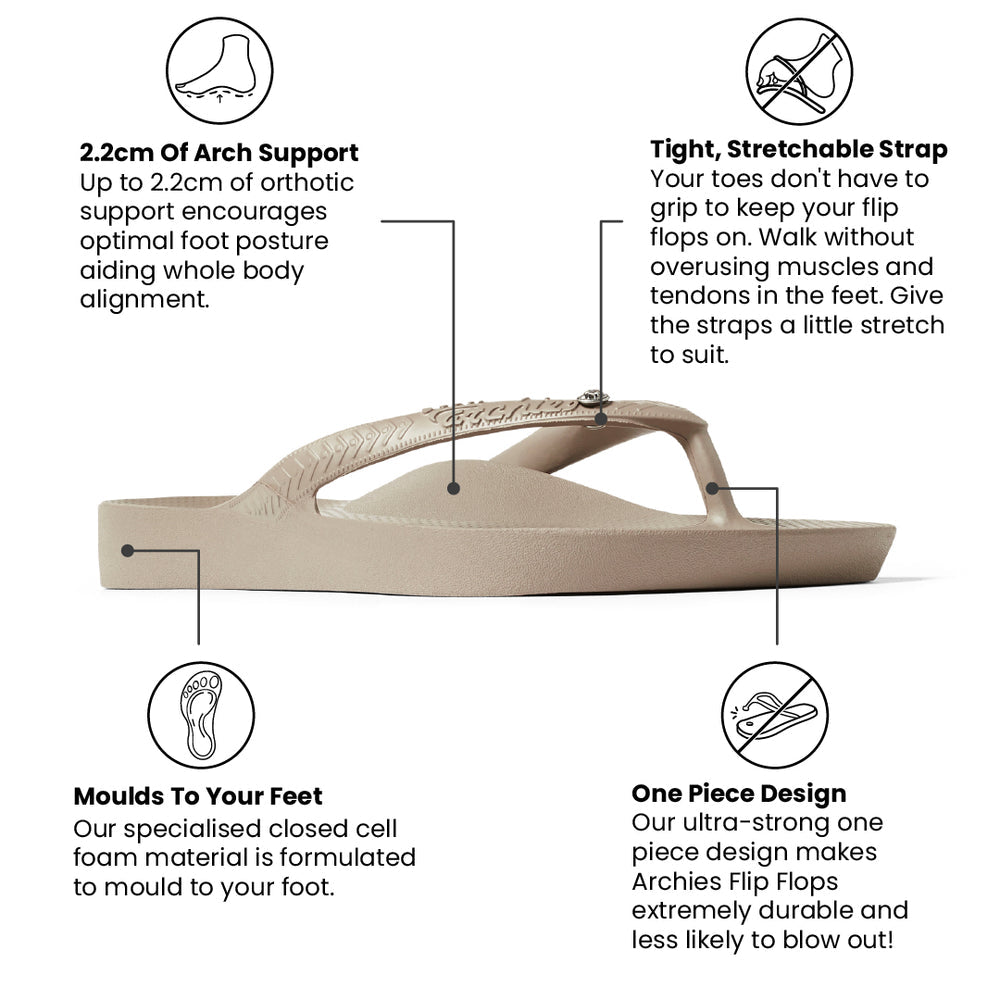 Archies High Arch Thongs - Crystal Taupe