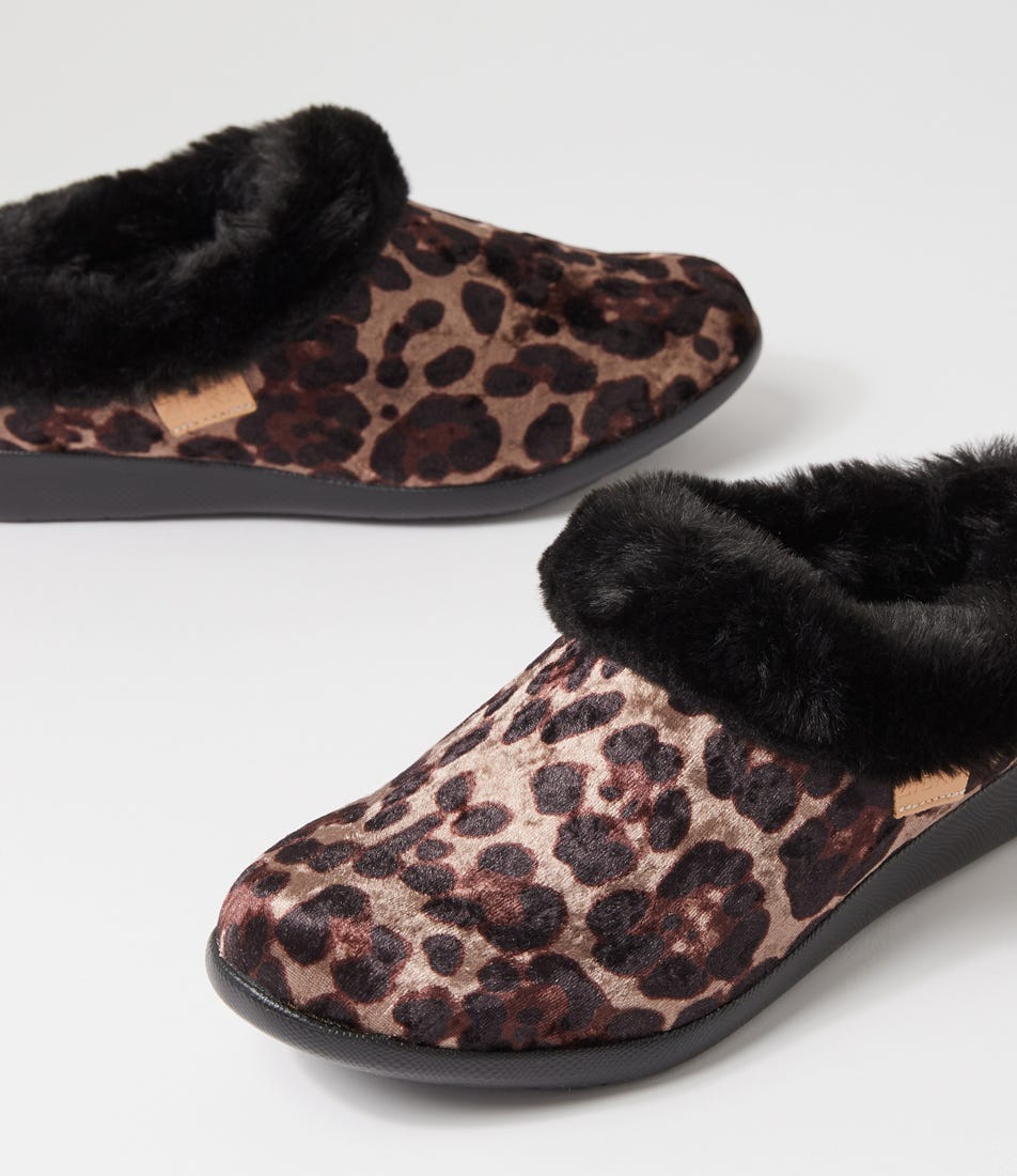Fifi Xw Leopard Velvet Slippers