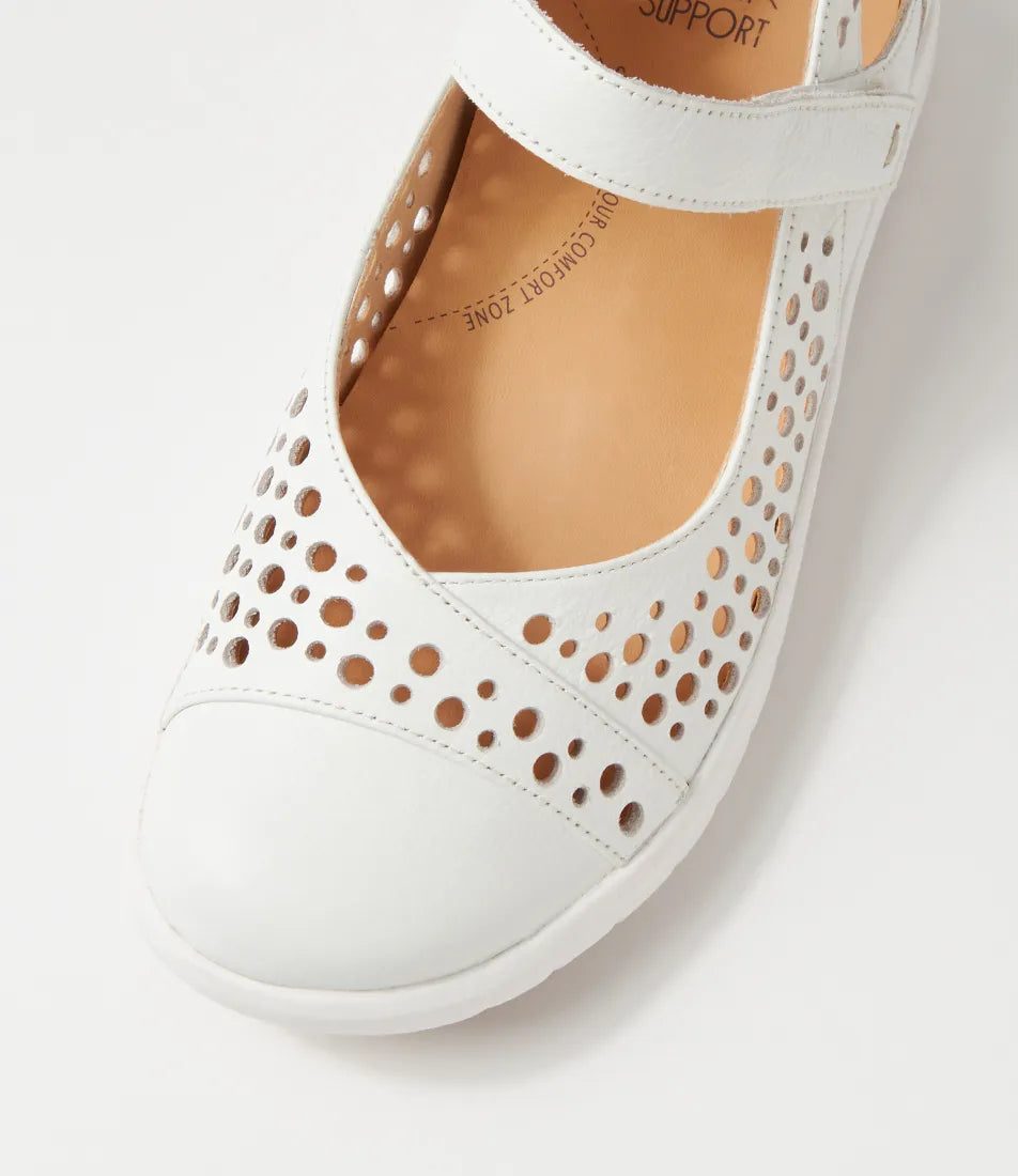 Ziera Sebille Xf White Leather Flat Shoes